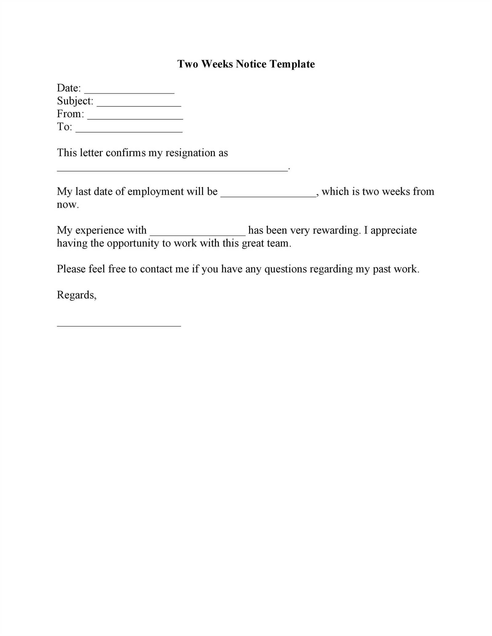 1 week notice letter template