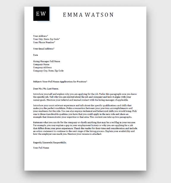 free acting cover letter template