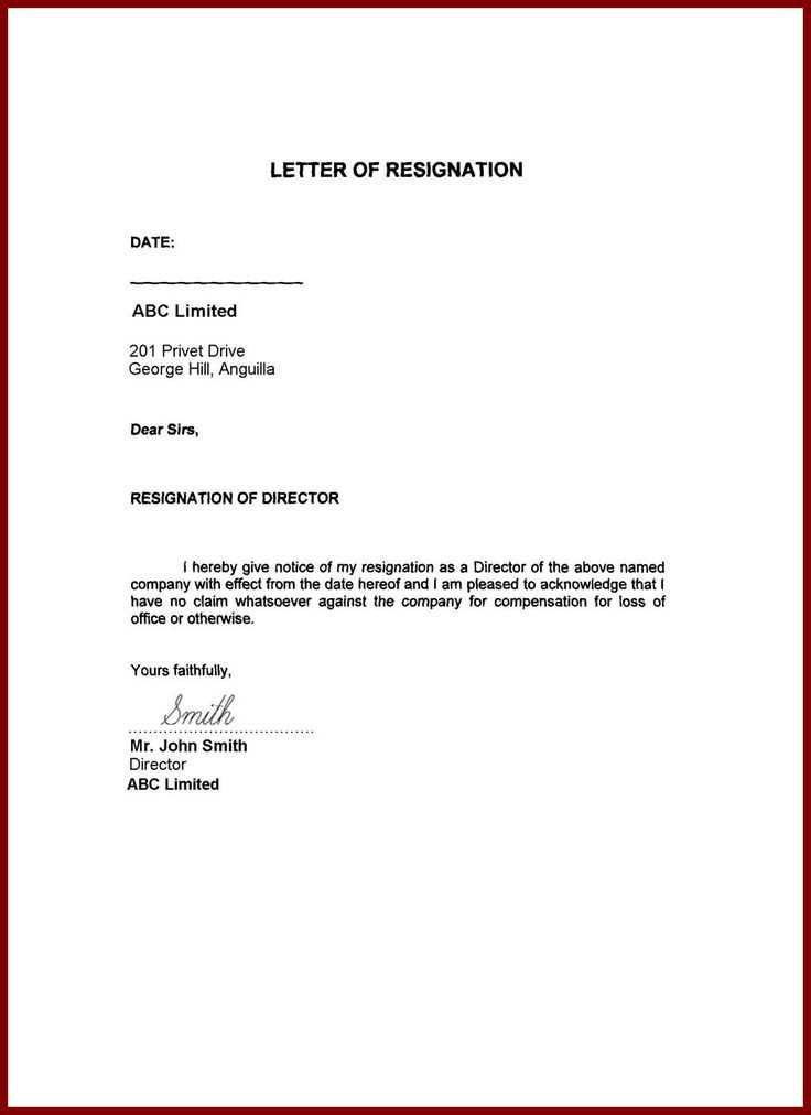 tenancy resignation letter template