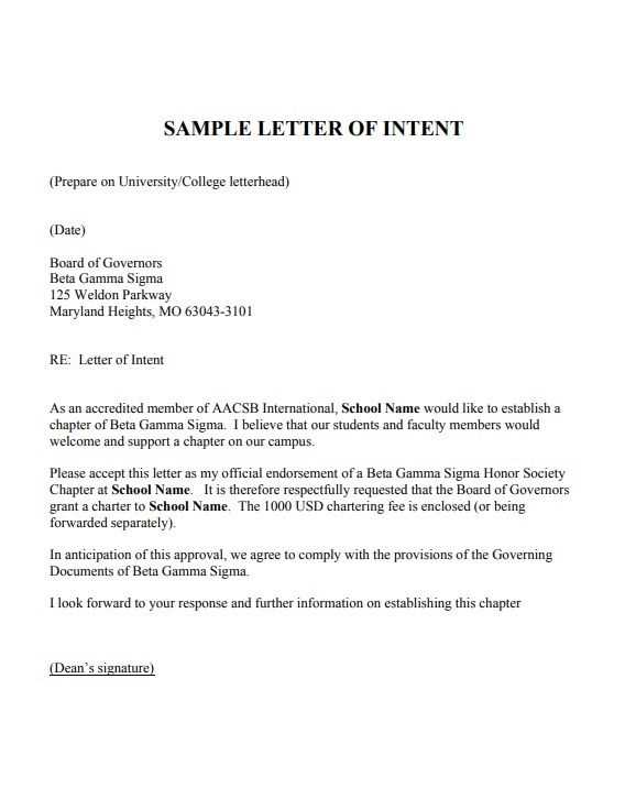 letter of intent university template