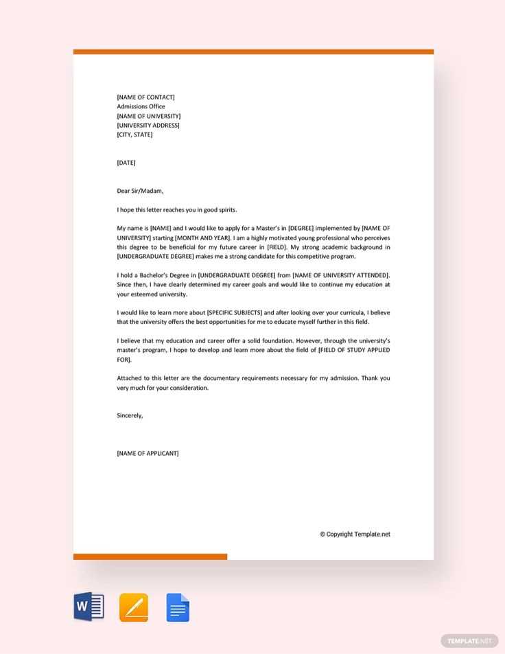 motivation letter for scholarship template