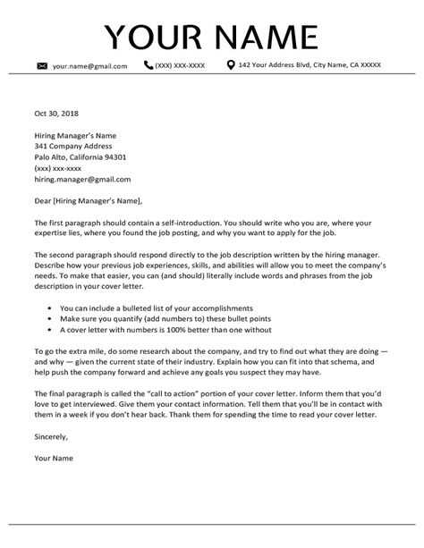 how to write a cover letter template word