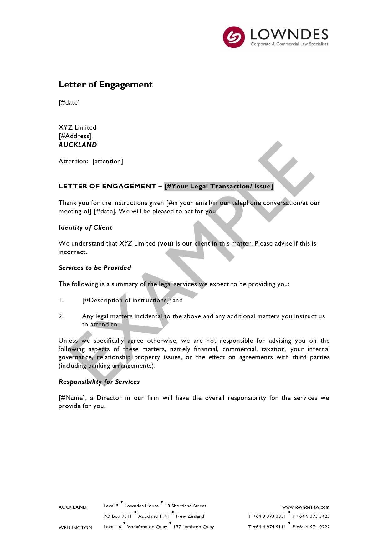 business engagement letter template