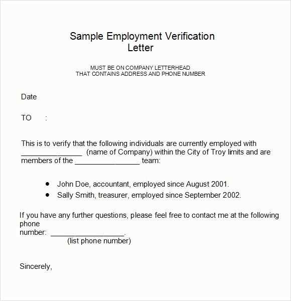 employer verification letter template