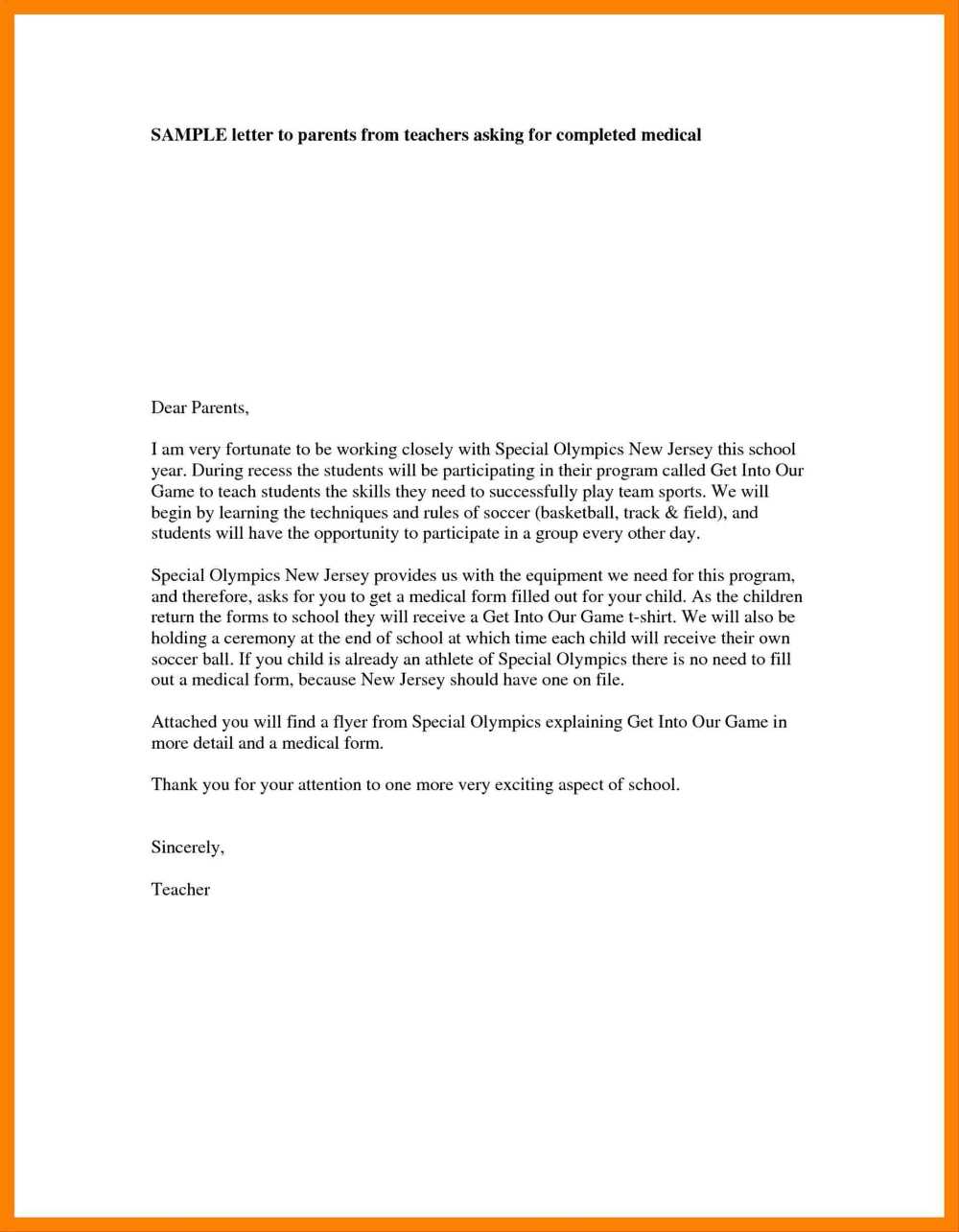 parent letter from teacher template