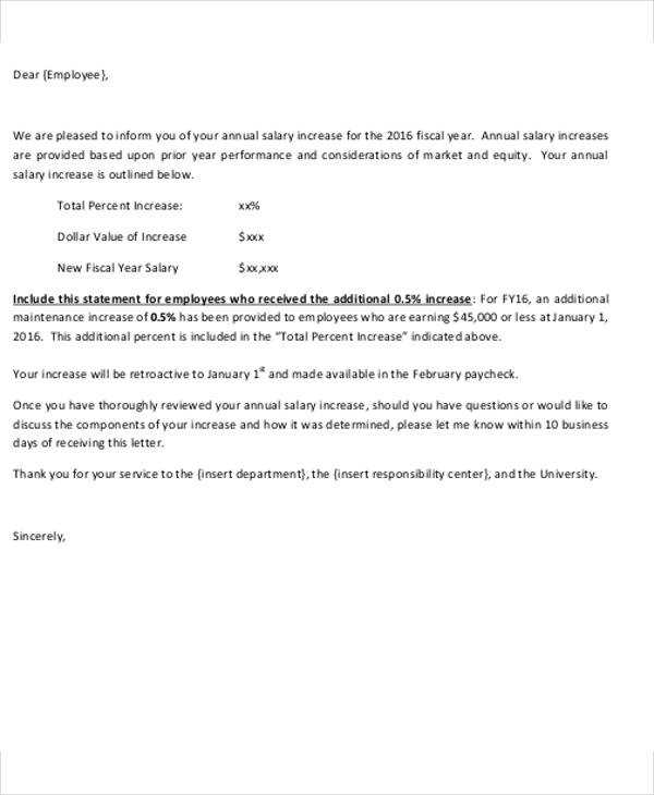 increase salary letter template