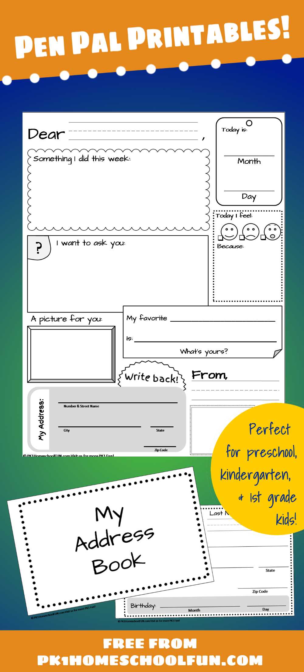 pen pal letter template kindergarten