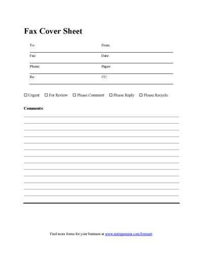 fax sheet cover letter template