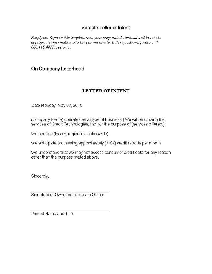 letter of intent for business template
