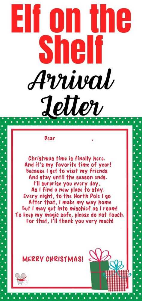 elf on shelf letter template word