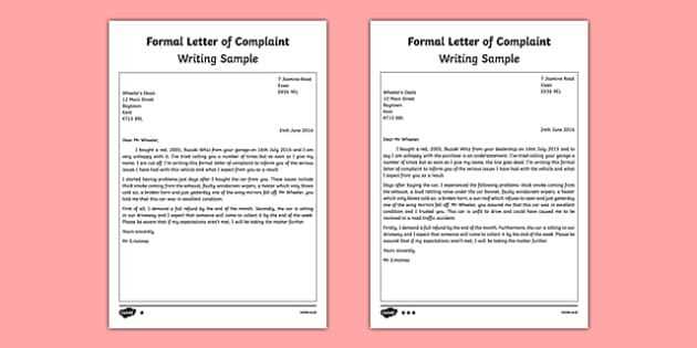 writing a letter of complaint template