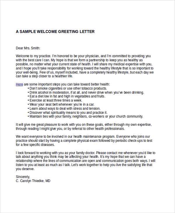 greetings letter template