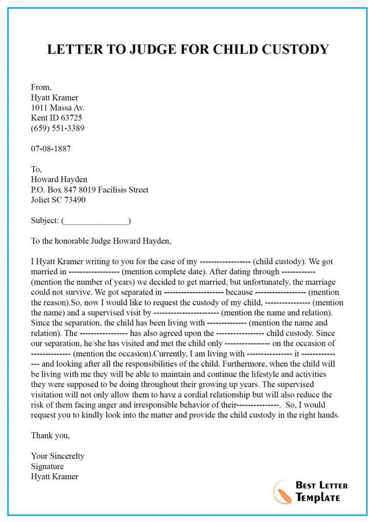 sentencing letter to judge template