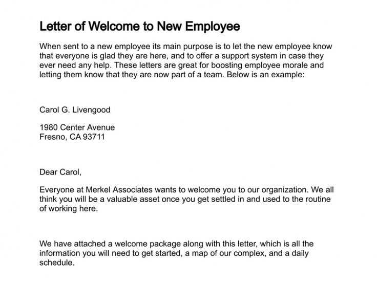 employee welcome letter template