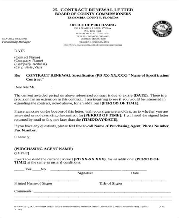 service contract renewal letter template