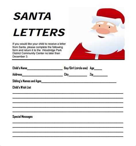 santa letter template for word