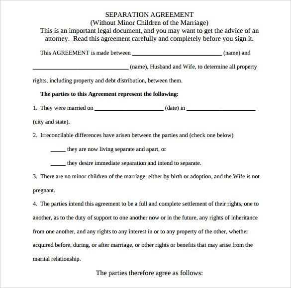 legal separation letter template