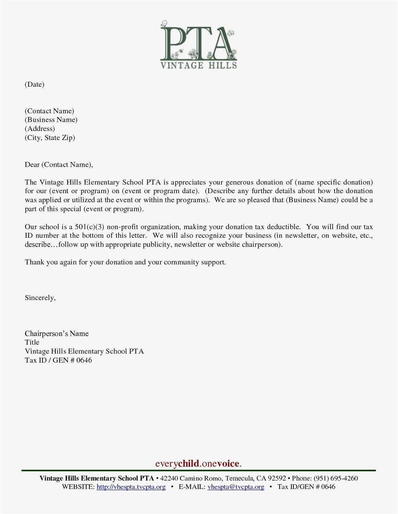 non profit donation letter template