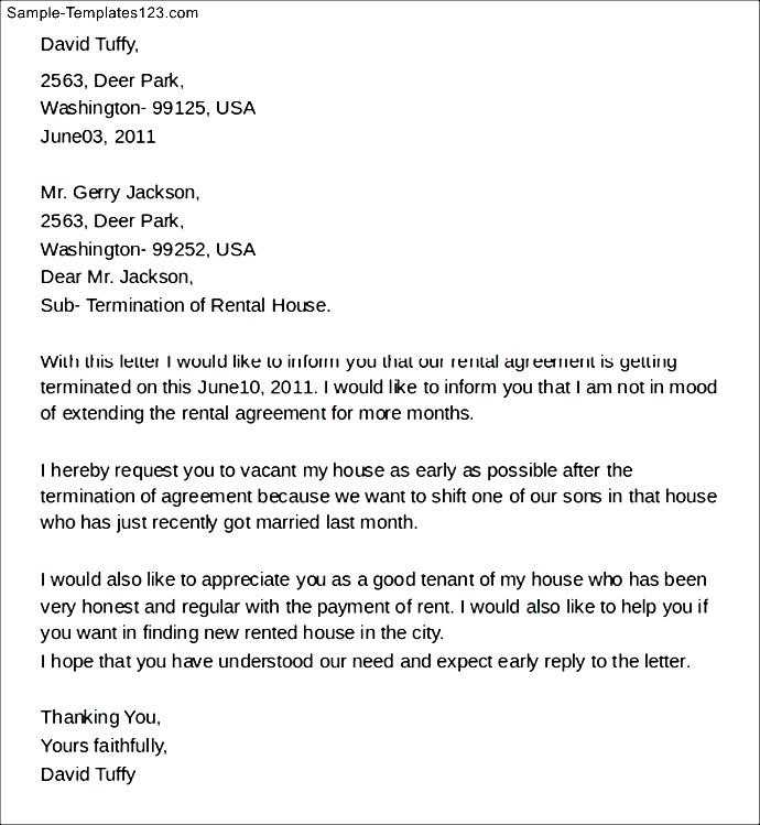 agreement termination letter template