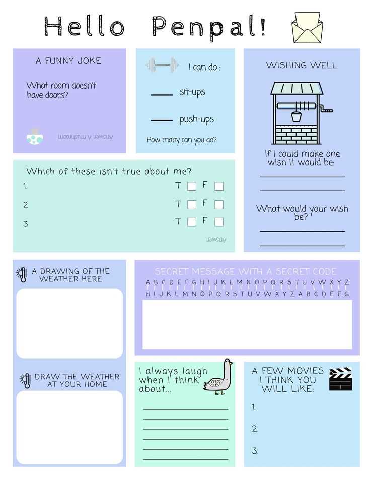 pen pal letter template kindergarten