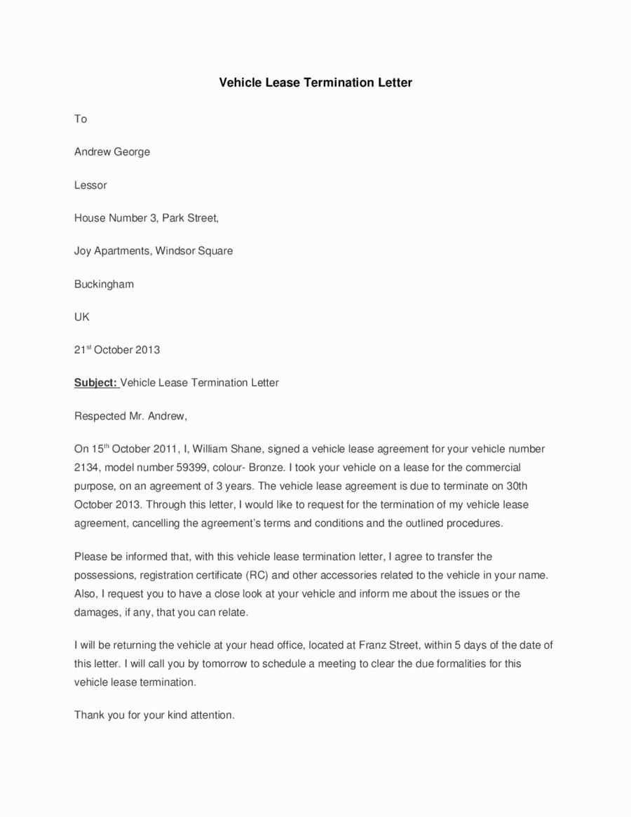 lease termination letter template