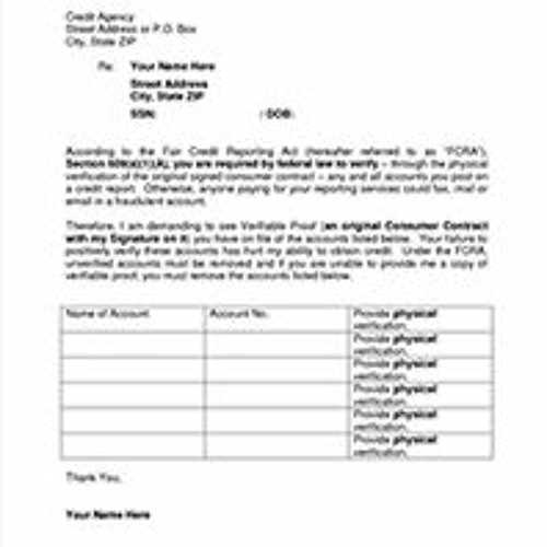 pdf printable free 609 credit dispute letter templates