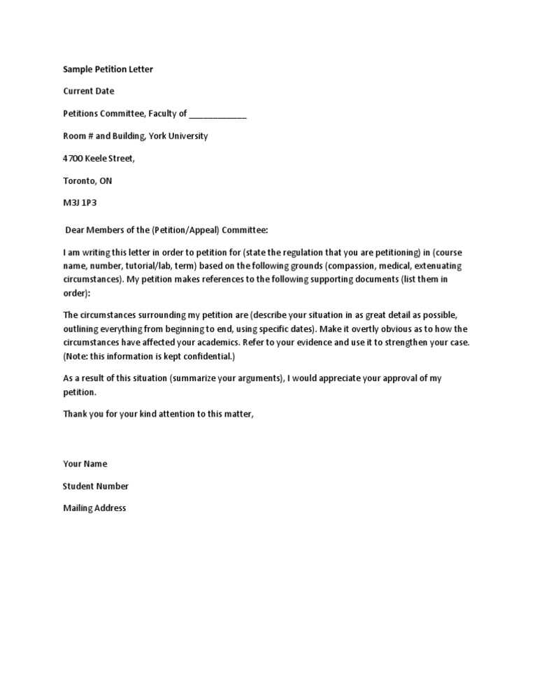 sample petition letter template