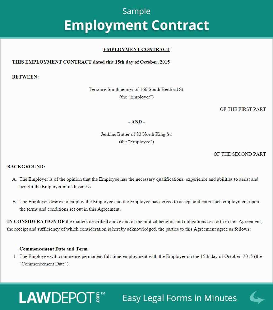 employment agreement letter template