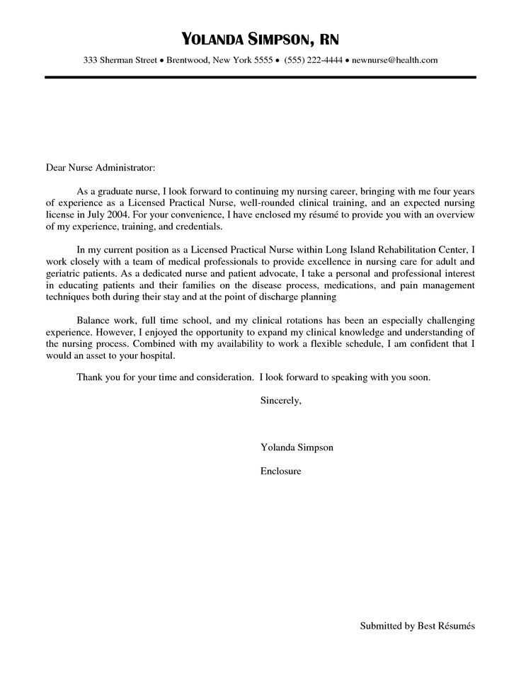 cover letter template nursing graduate