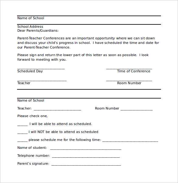 parent teacher conference letter template