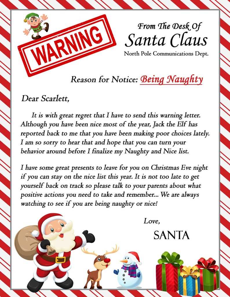 naughty list letter from santa template free
