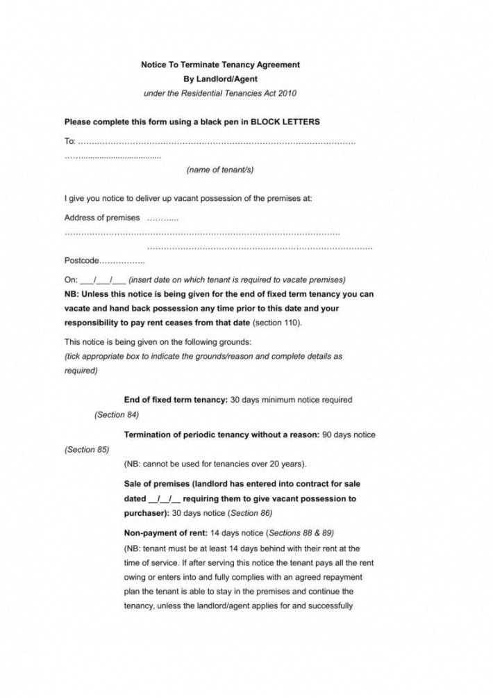 letter template to end tenancy agreement
