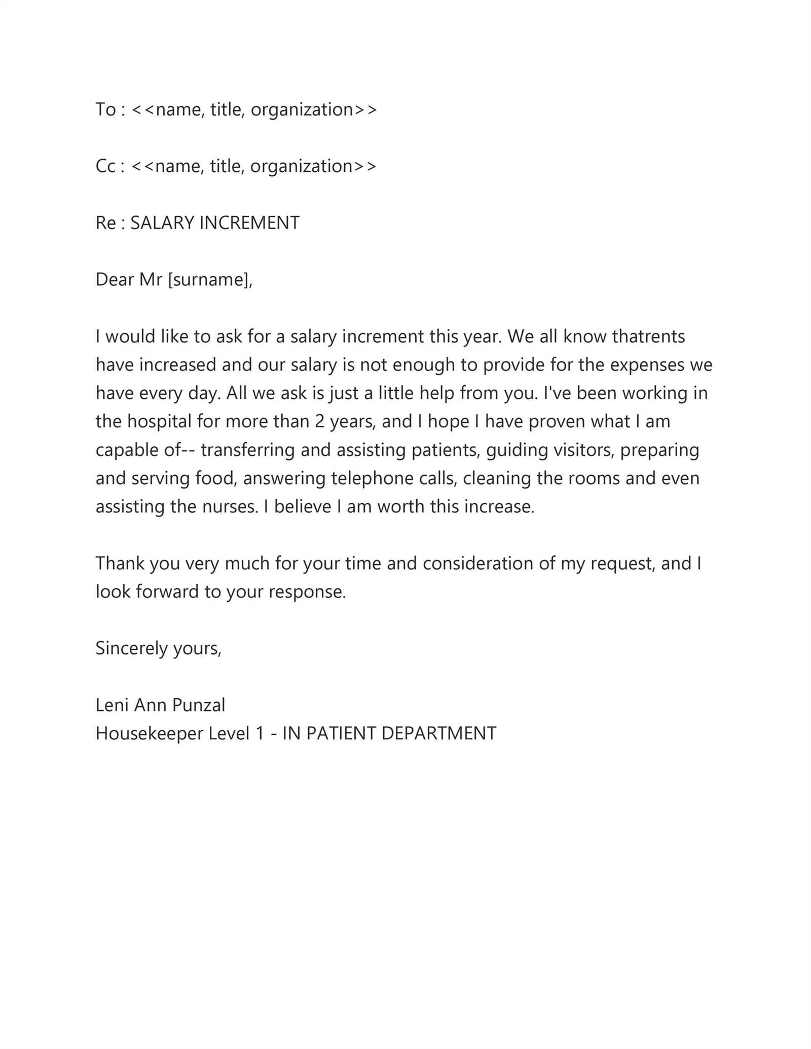 salary increase request letter template