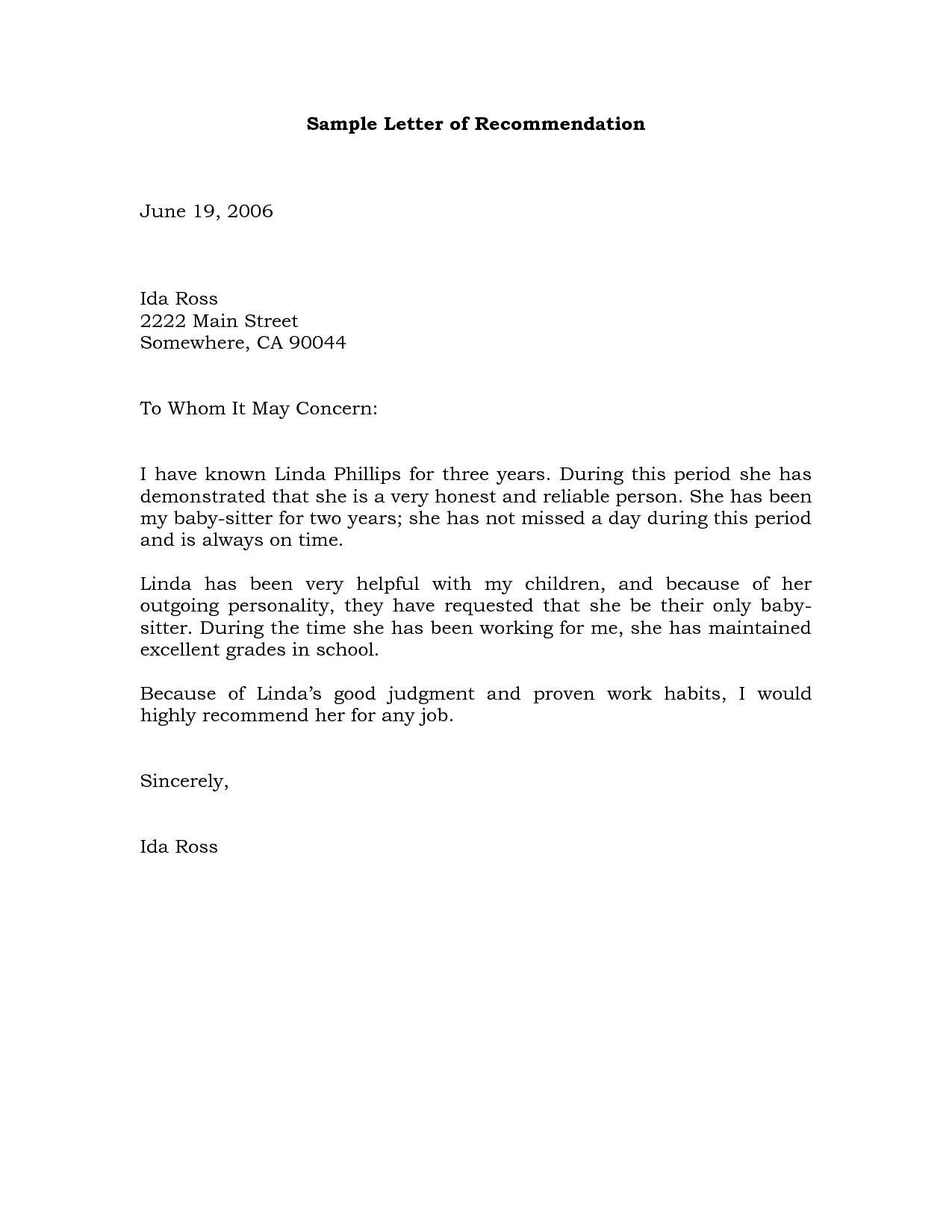 personal reference letter template for job