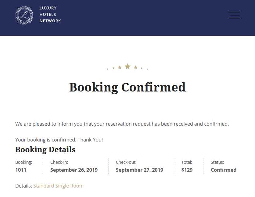 booking confirmation letter template