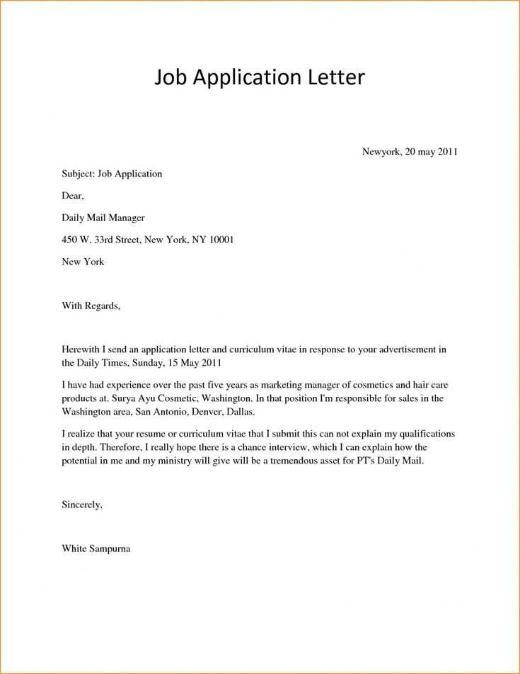 cover letter template job application