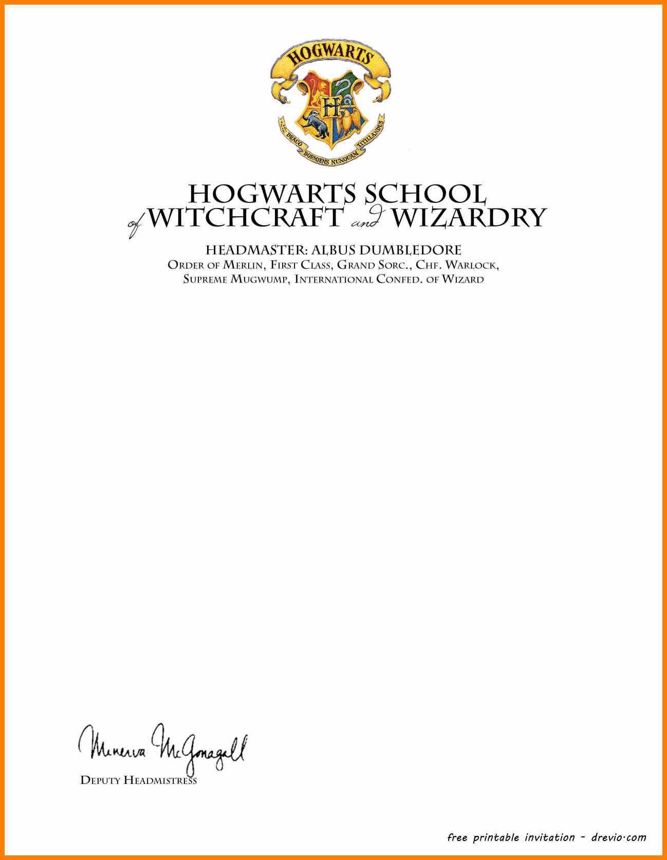 hogwarts acceptance letter template free printable