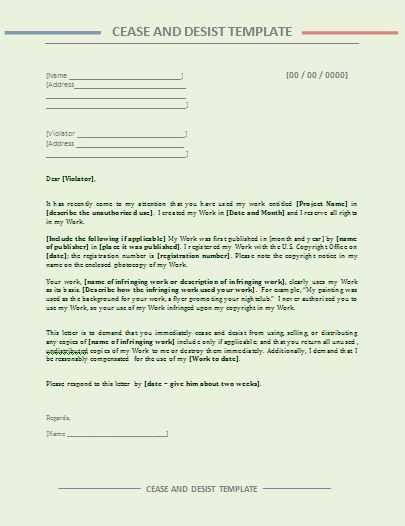 cease and desist collection letter template