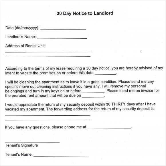 letter of notice from landlord to tenant template