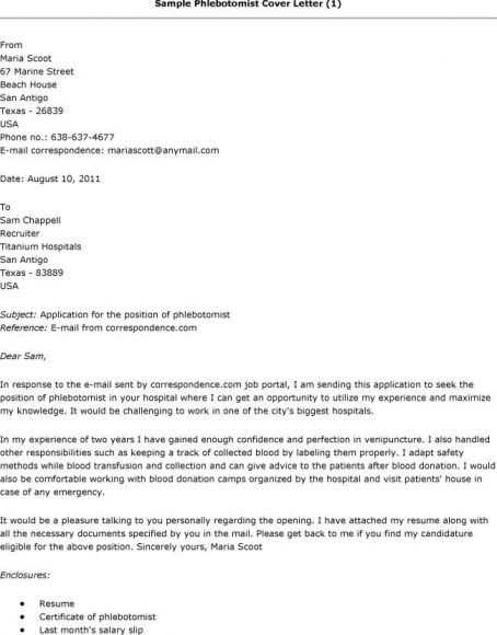 phlebotomist cover letter template