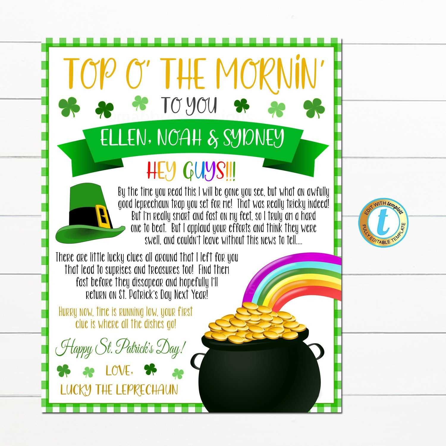 leprechaun letter template