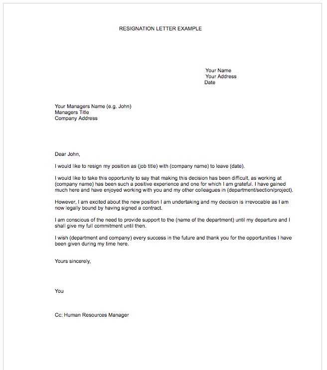 sample retirement resignation letter template