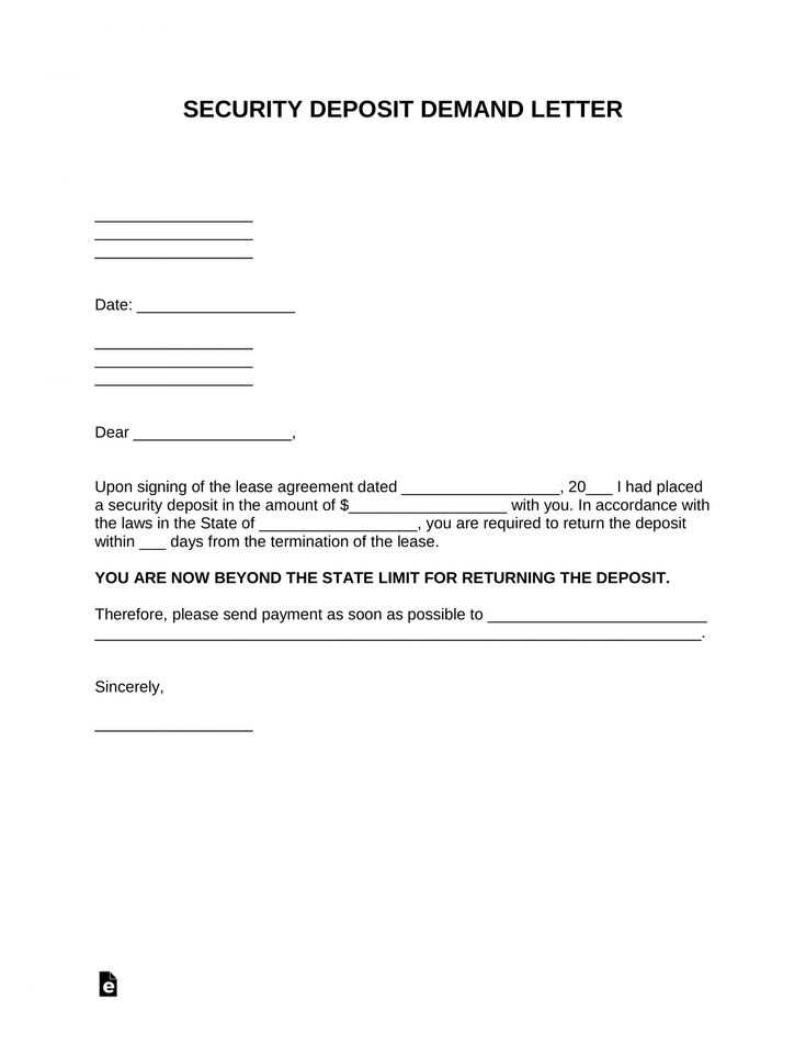 security deposit demand letter template