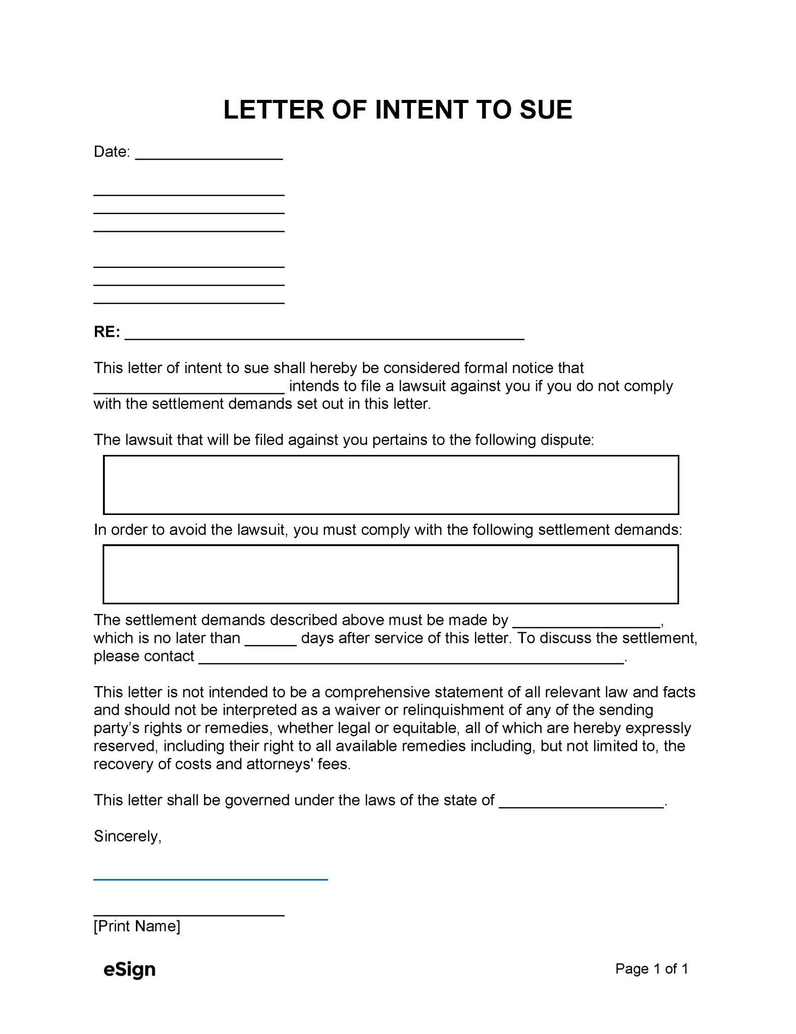 letter of intent template download