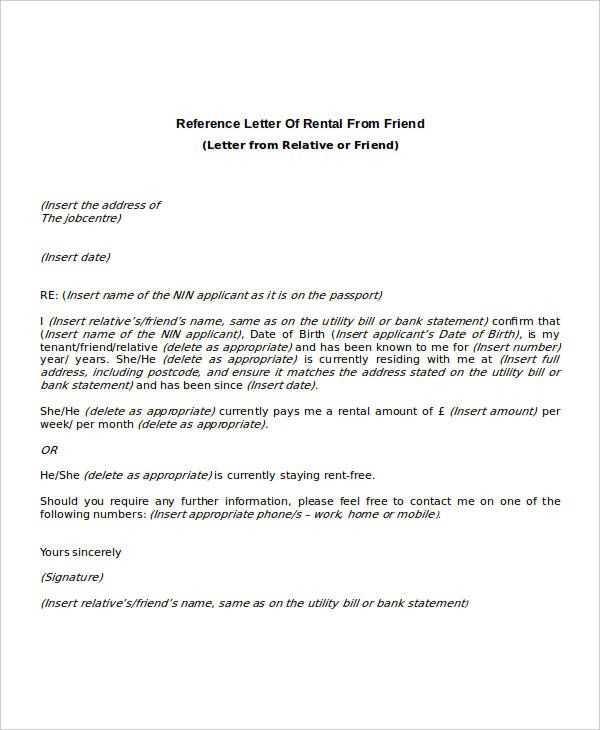 living rent free letter template