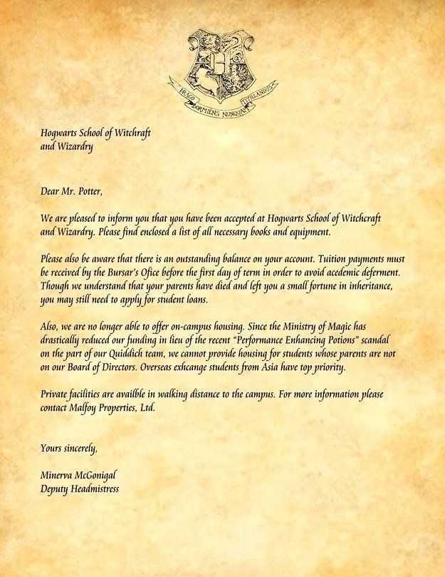 hogwarts letter invitation template