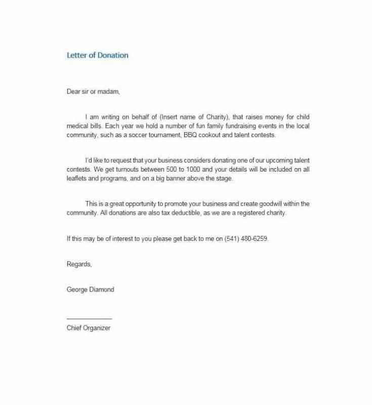 how to write a donation letter template