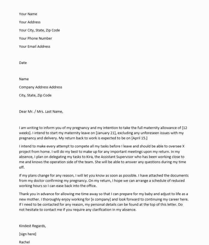 letter of resignation after maternity leave template