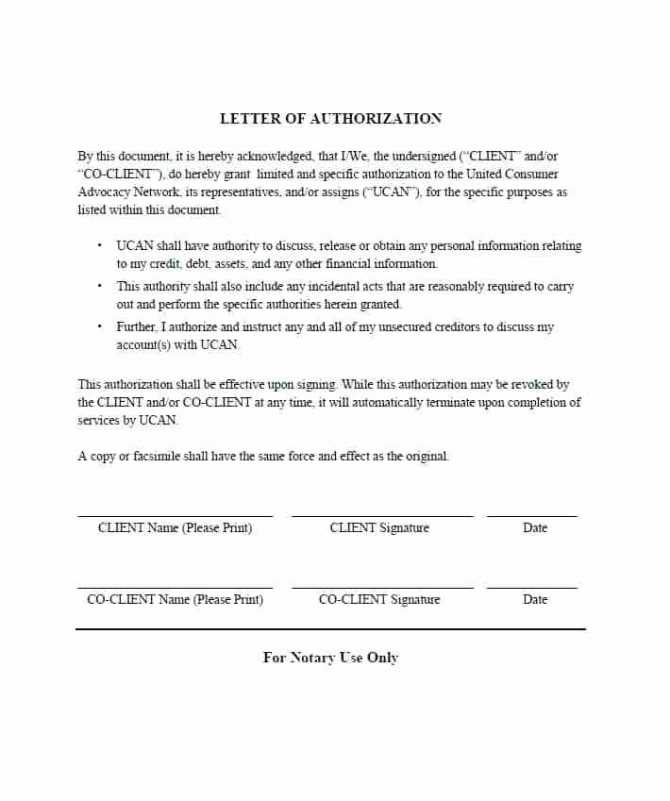 letter of authorization with notary template