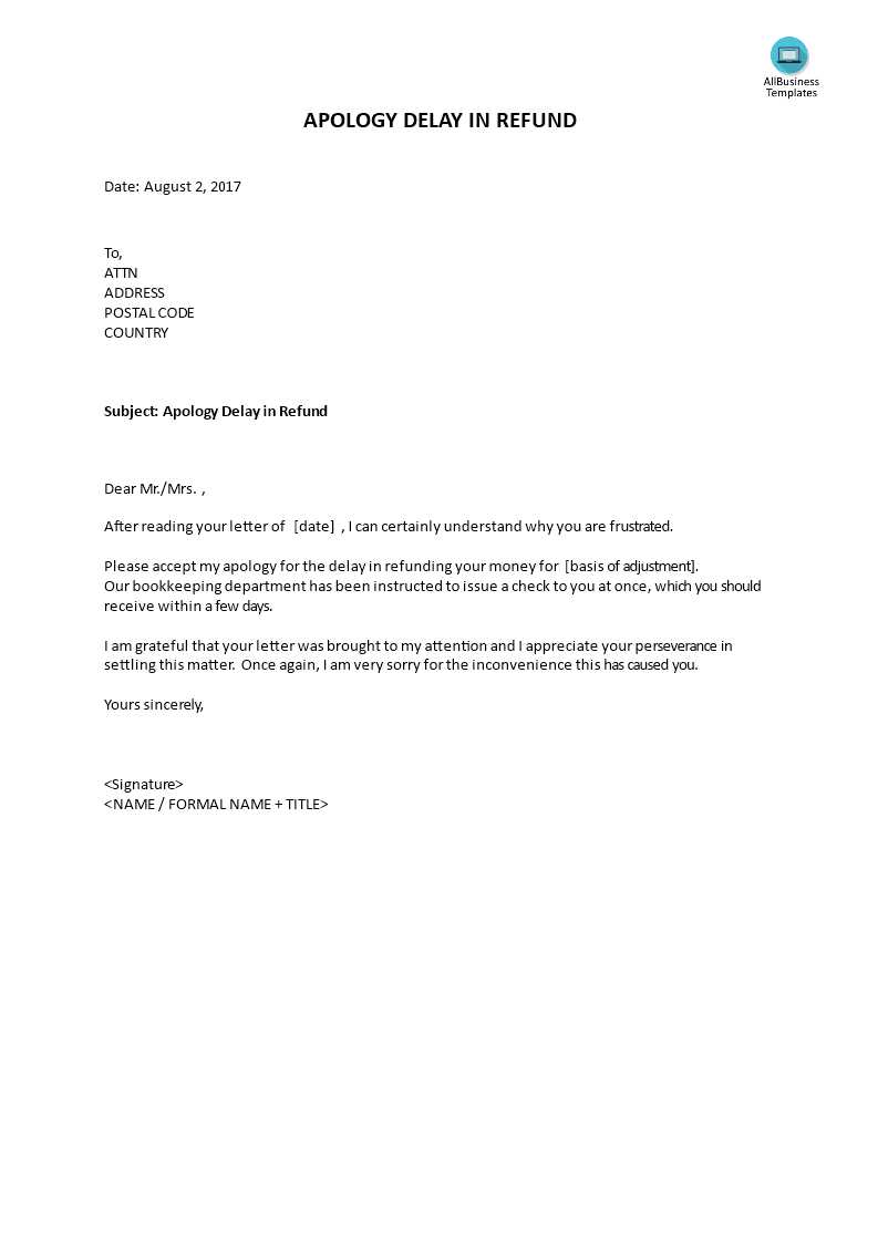 refund letter template company